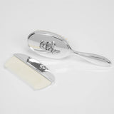 Silverplated Baby Brush & Comb - Teddy Design