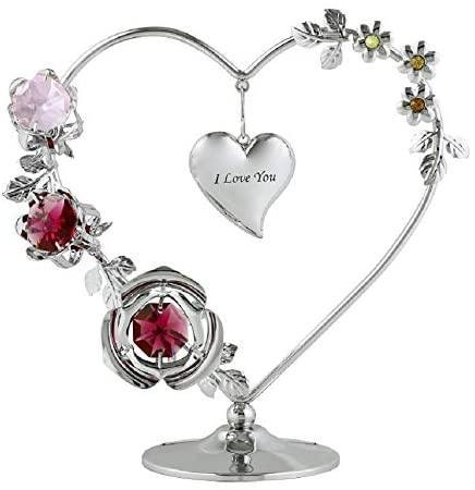 I Love You Heart Wreath Crystal Worl - Gallery Gifts Online 