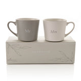 Mr & Mrs Grey & White Mugs - set of 2