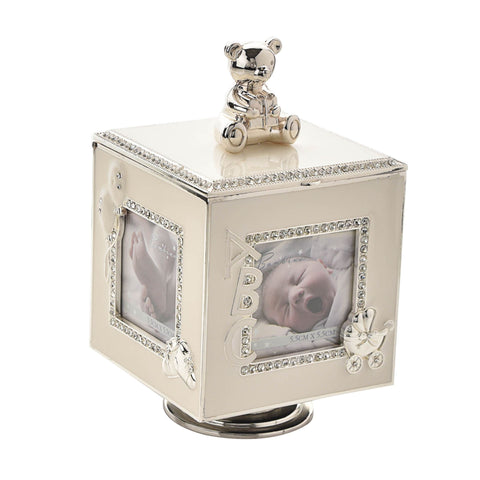 Baby Silver Plated Rotating Photo Frame Music Box