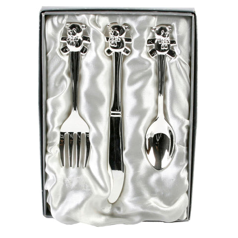 Silverplated Cutlery Set with Teddy Tops