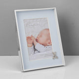 4x6 Nickle Plated, Blue Mount Photo Frame - Bambino - Gallery Gifts Online 