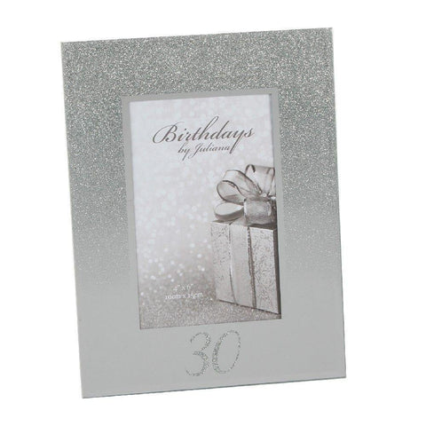 30th 4x6 Mirror Glitter Frame - Gallery Gifts Online 