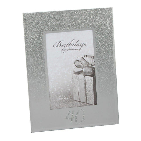 40th 4x6 Mirror Glitter Frame - Gallery Gifts Online 