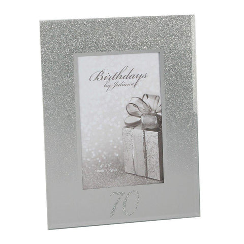 70th 4x6 Mirror Glitter Photo Frame - Gallery Gifts Online 