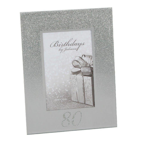 80th 4x6 Mirror Glitter Photo Frame - Gallery Gifts Online 