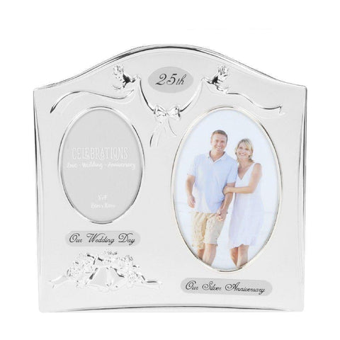 25th Anniversary Double Frame Silver Plated - Gallery Gifts Online 