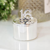 16th Birthday Silver Plated Crystal Trinket Box - Gallery Gifts Online 