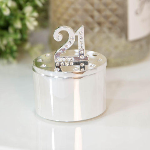 21st Silver Plated Crystal Trinket Box - Gallery Gifts Online 