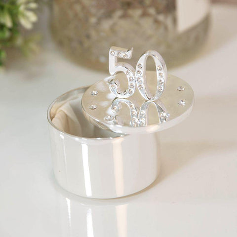 50th Silver Photo Crystal Trinket Box - Gallery Gifts Online 