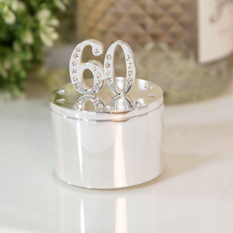 60th Silver Plated Crystal Trinket Box - Gallery Gifts Online 