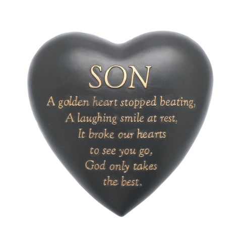 Graveside Dark Grey Heart Plaque - Son