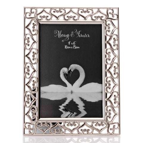 Silverplated Hearts Photo Frame 4" x 6"