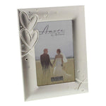 4x6 Hearts & Crystals Silver Plated Photo Frame - Amore - Gallery Gifts Online 