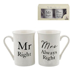 Mr Right & Mrs Always Right - Set of 2 Mugs