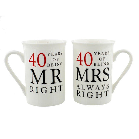 40 Years Mr Right Mrs Always Right - Amore Gift Set - Gallery Gifts Online 