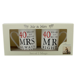 40 Years Mr Right Mrs Always Right - Amore Gift Set - Gallery Gifts Online 