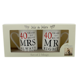 40 Years Mr Right Mrs Always Right - Amore Gift Set - Gallery Gifts Online 